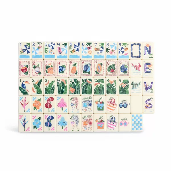 (24-Hour Direct Delivery from Stock) Supply of Foreign Trade American-Style Mahjong Tiles in Yellow, Blue, and White Checkered Pattern, Made of American Acrylic
