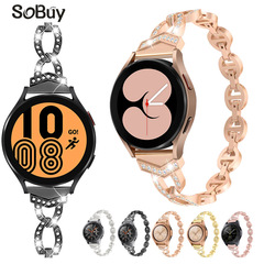 適用samsung手錶Galaxy Watch 4/5 42mm不鏽鋼錶帶VO金屬鑲鑽46mm