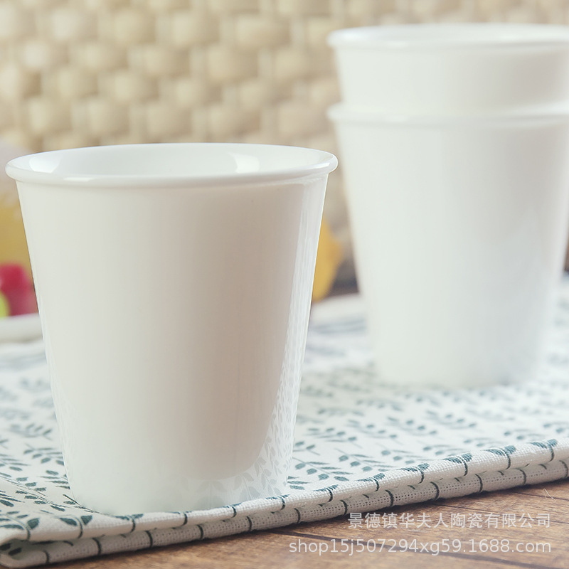 酒店摆台水杯泡茶杯啤酒杯陶瓷杯商用杯子家用白色漱口杯刷牙杯