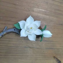 陶瓷线香香插 手工捏花摆件 创意梨花荷花香座茶道室内檀香线香座