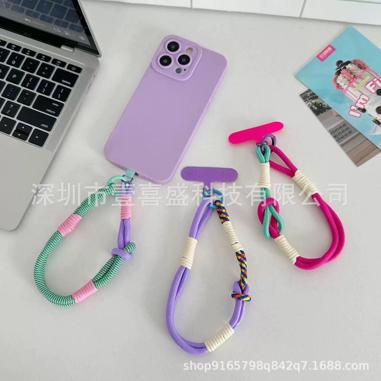 Красочный двухцветный тканый чехол для телефона, новый ручной ремешок на запястье, ключевой аксессуар, декоративная веревка, универсальная индивидуальность