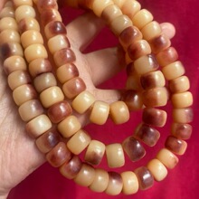 藏式文玩牛骨紫血半血沁色桶珠108珠手串DIY文玩佛珠民族风念珠