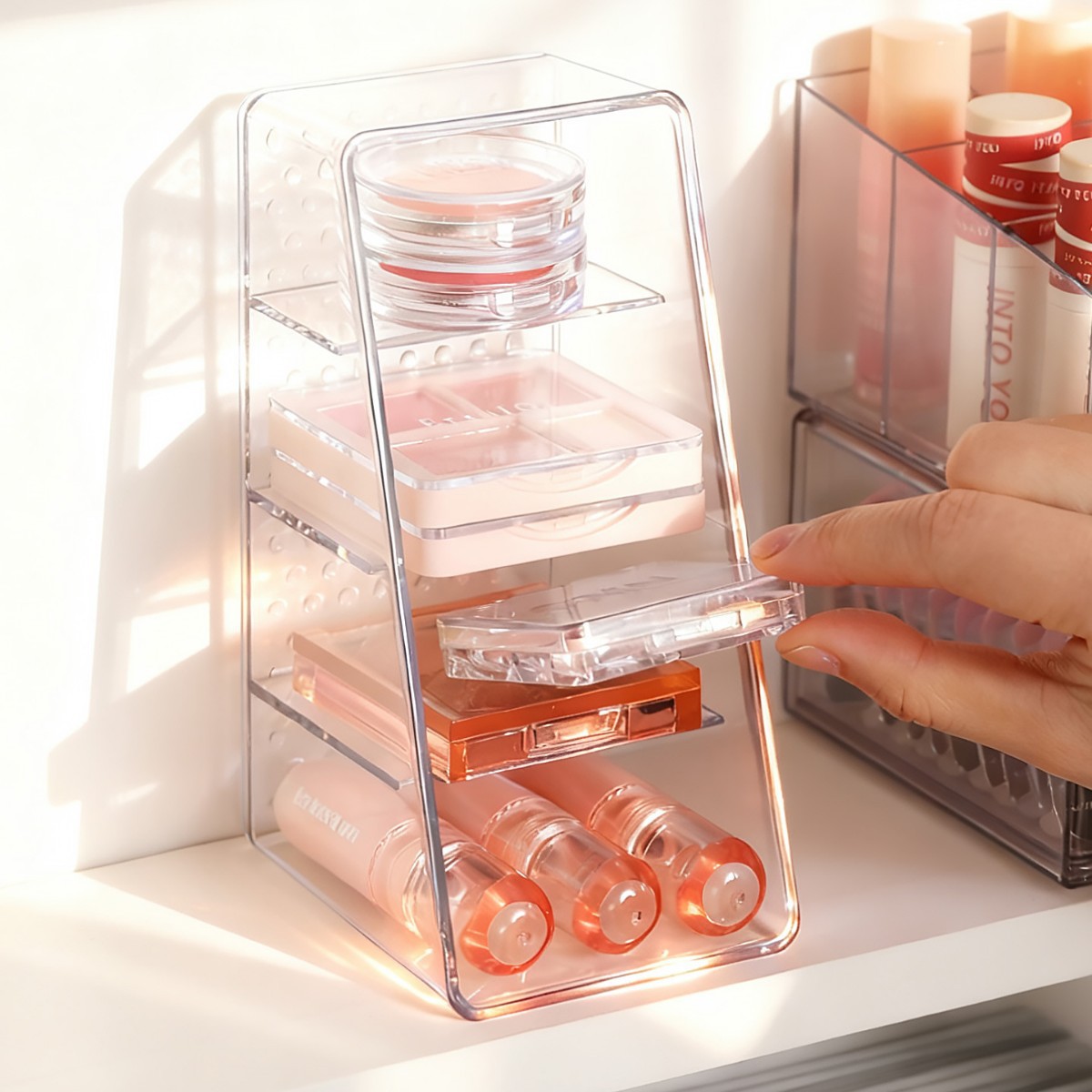 Mirror Cabinet Storage Box Bathroom Toilet Lipstick Storage Box Cosmetics Storage Rack Cabinet Inner Oblique Partition Board