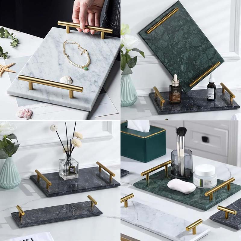 Nordic ins bandeja de mármol natural estilo simple almacenamiento de joyas mejoras para el hogar hotel baño plato de exhibición de cosméticos