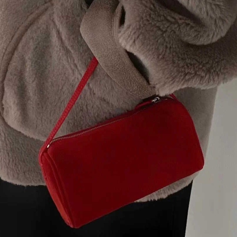 row复古90s麂皮绒笔筒包夏季跨境真皮单肩包the斜挎手提包包女 - Thumbnail 2