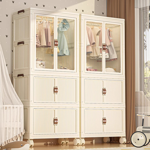 Baby clothes storage cabinet installation-free baby wardrobe children's small wardrobe organization plastic household snack storage cabinet
