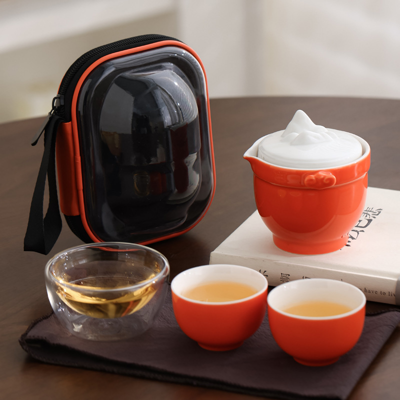 Juego de Té Portátil para Viajes de Vidrio para Camping y Exteriores