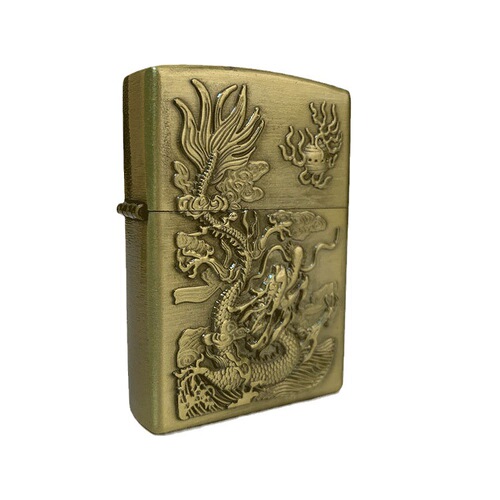 Bronze kerosene lighter dragon ball embossed metal engraving craft retro style lighter wholesale