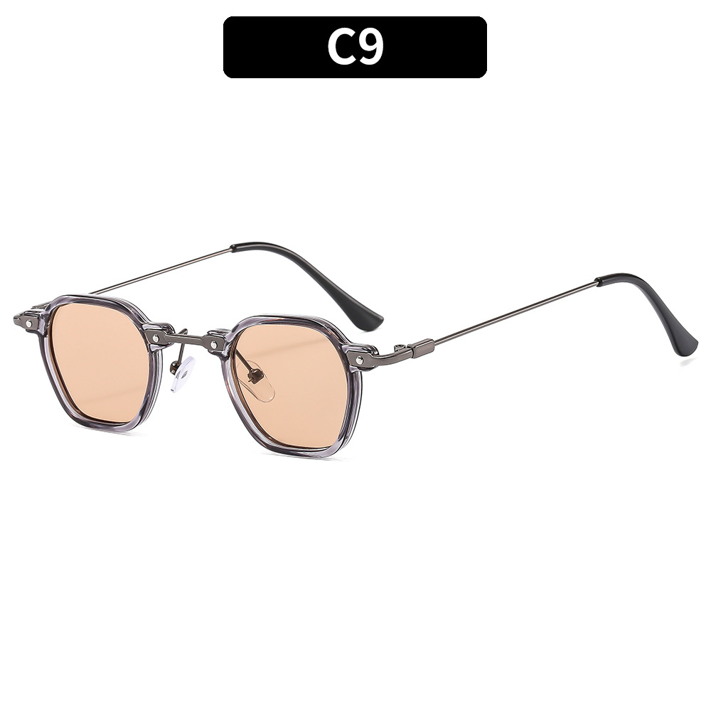 New square small frame punk hip-hop sunglasses, personalized men's artistic sunglasses_voghion.com