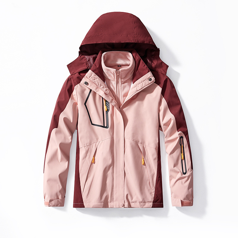 冲锋衣女三合一可拆卸抓绒内胆两件套春秋冬外套男登山滑雪进藏服