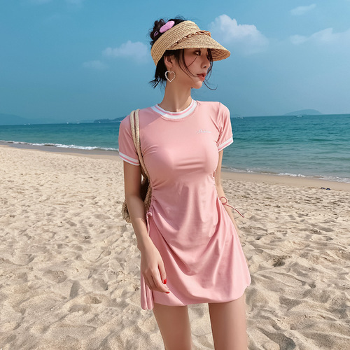 2024 new swimsuit female student one-piece conservative cover belly slimming small breasts gathered Korean ins hot spring swimsuit