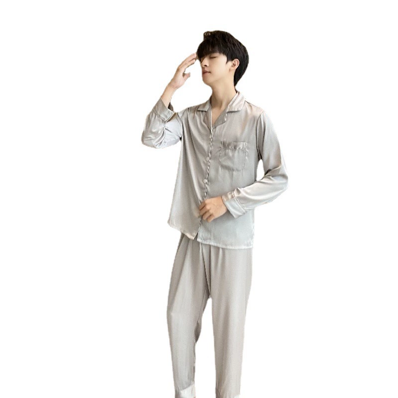Silk summer pijama, long-sleeve, trousers, high-quality style