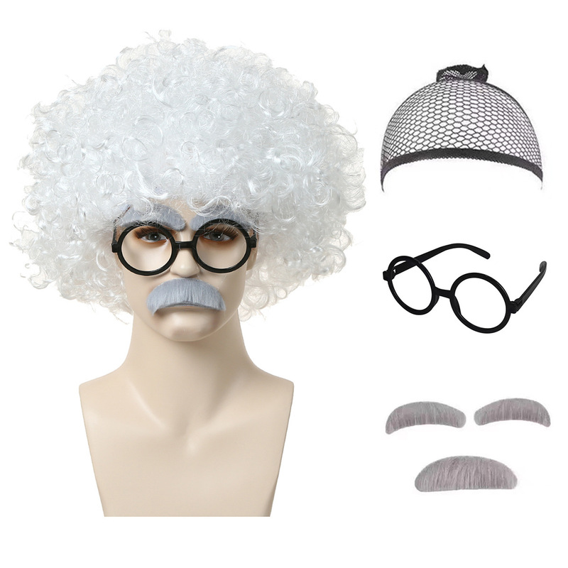 Cross-Border Einstein Wig Afro Realistic Fluffy Adult Stage Performance Props Old Professor Wig