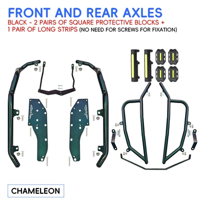 Motorcycle bumper: exhaust pipe bumpers, rear rack - chameleonenhanced-front-bumper-rear-bumper-black-protective-blocks