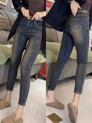 Autumn New Arrival Retro Denim Pencil Pants for Women, Plus Size, Figure-Slimming, All-Match, Stylish High-Waisted Skinny Pants