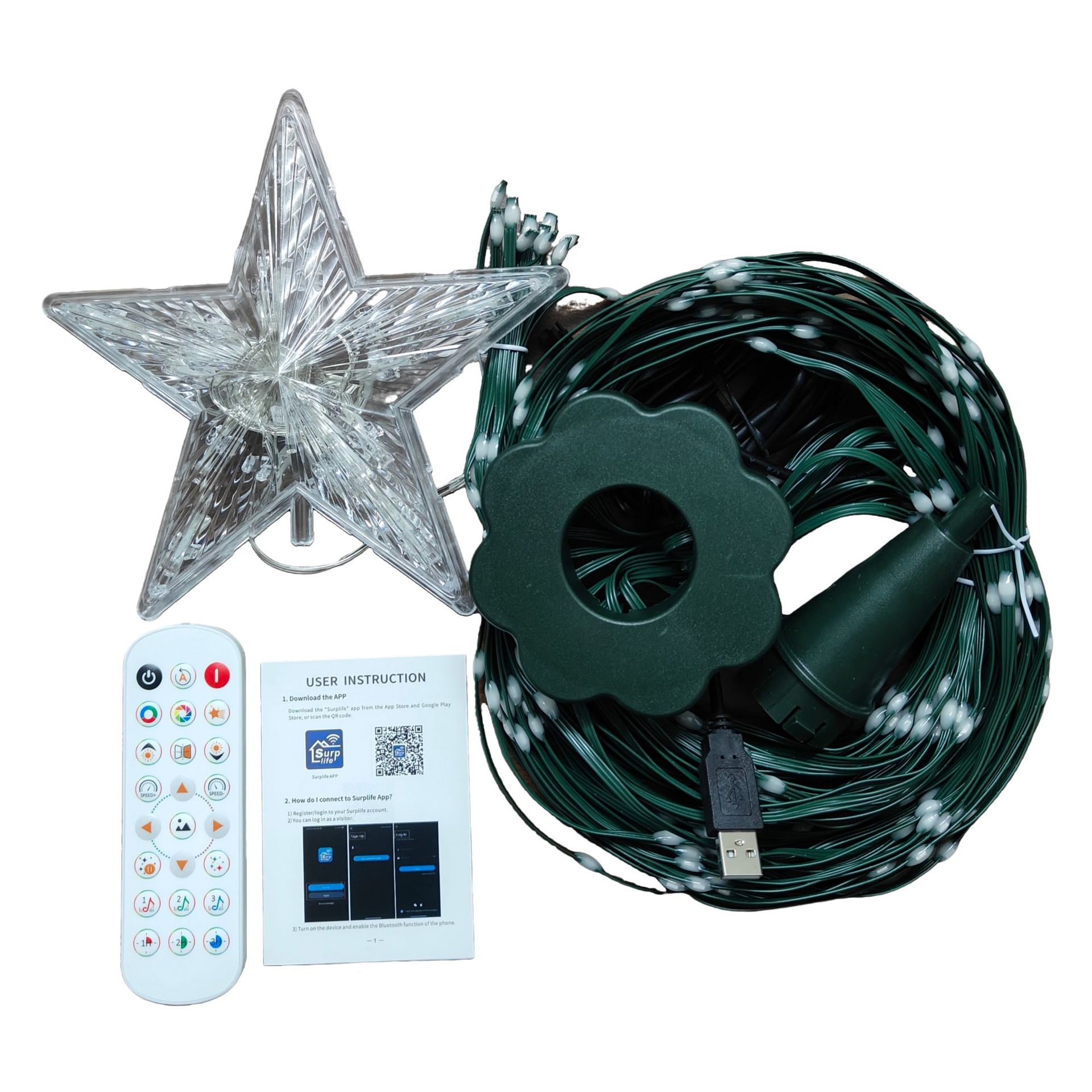 Amazon árbol de Navidad iluminación de color punto de control de piel luz de línea de luz de atmósfera de Navidad APP cuerda inteligente de árbol de Navidad