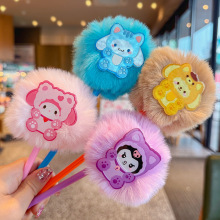 少女可爱睡衣形象毛绒圆珠笔少女心签字笔高颜值爱心毛球笔