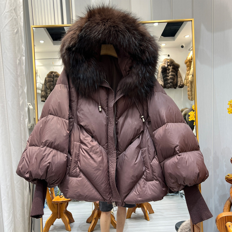 European Style 2026 Winter New Women's Down Jacket with Large Fur Collar, Genuine Fur, Hooded, Mid-Length, Loose Fit, Thickened, Trendy Coat European Style 2026 Winter New Women's Down Jacket with Large Fur Collar, Genuine Fur, Hooded, Mid-Length, Loose Fit, Thickened, Trendy Coat
