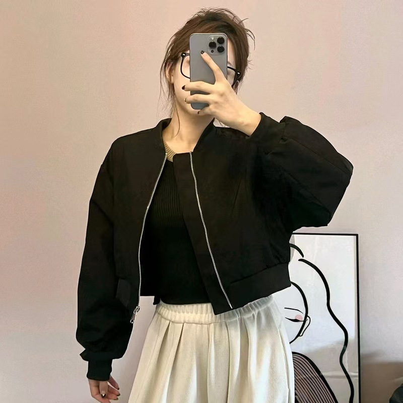美式复古棒球服外套女春季2025年新款休闲百搭小个子短款夹克上衣|undefined