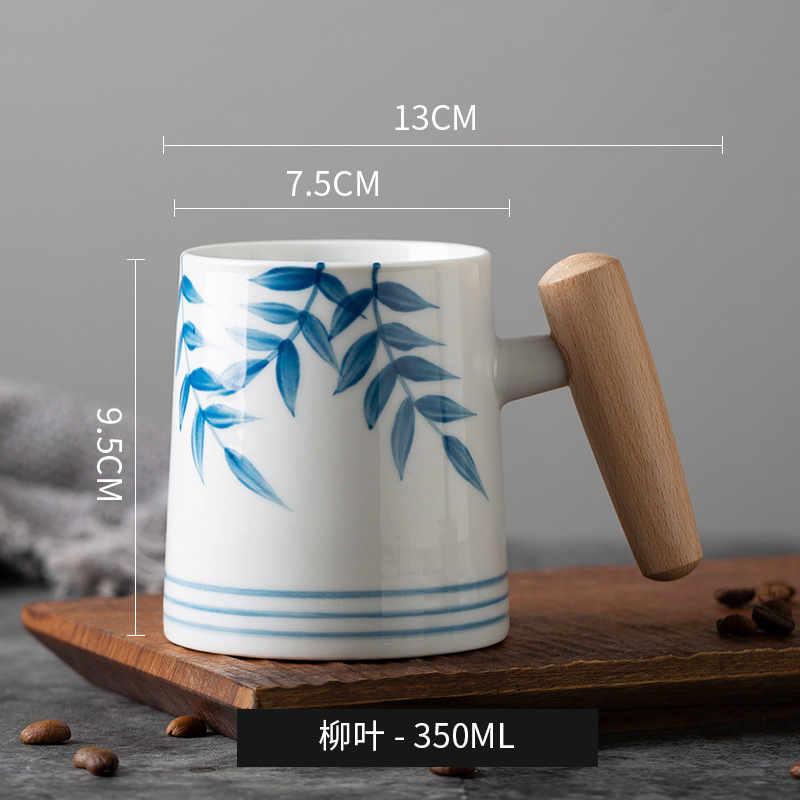 Yishanhe taza de cerámica europea taza de manija de madera taza de café desayuno doméstico taza de leche de avena taza para beber