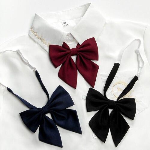 JK uniform solid color feather collar tie for girls' school uniform shirt sailor uniform diagonal bow tie red feather