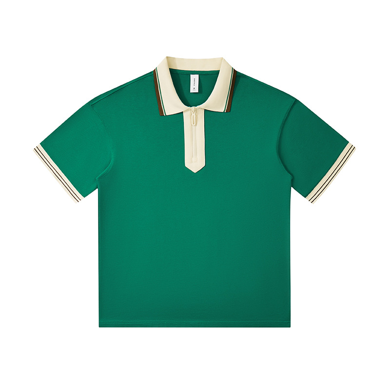 Semia cremallera color poliéster algodón empresa ropa de trabajo ropa deportiva con solapa camiseta de polo de manga corta personalizada