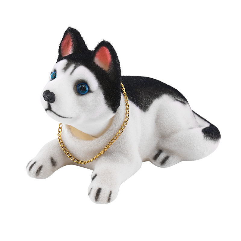 Decoración del coche lindo movimiento cabeza perro coche decoración dibujos animados muñeca instrumento panel creativo asintiendo perro sacudiendo cabeza muñeca de peluche