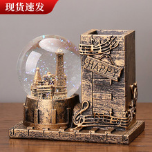 笔筒带灯水晶球生日礼物办公桌面装饰摆件学生礼品节日礼灯光创意