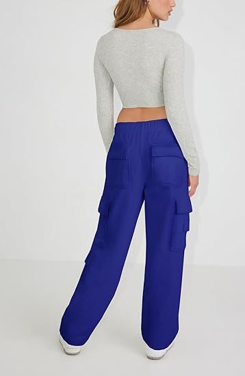 Women's Clothing New Multi Pocket Y2K Overalls Casual Loose Sports Fitness Wide Leg Pants_voghion.com