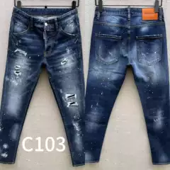 C103 European Men's Jeans with Ripped Patches D2 High Street Trendy Brand Jeans American Style Cross-Border Casual Versatile