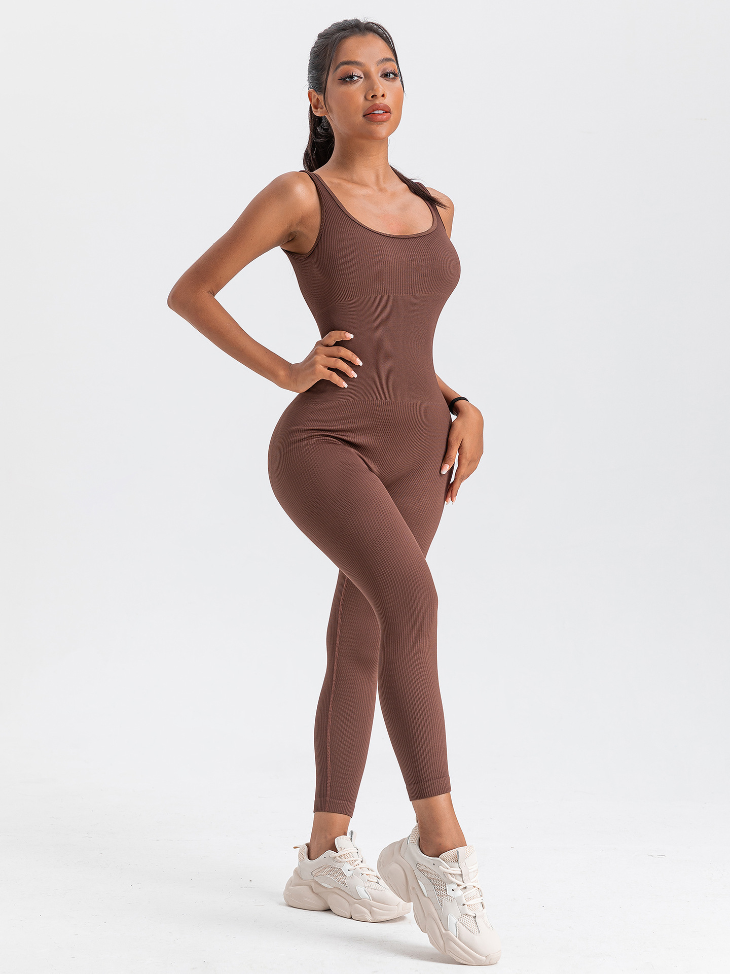 Women's Casual Solid Color Cotton Tracksuit Bodysuits Jumpsuits display picture 5