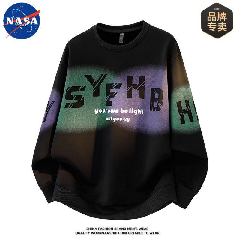 Nasa Brand Round Neck Long-Sleeved Sweatshirt for Men in Spring and Autumn, Trendy Brand Printed Design Base T-Shirt Top for Teenagers Nasa Brand Round Neck Long-Sleeved Sweatshirt for Men in Spring and Autumn, Trendy Brand Printed Design Base T-Shirt Top for Teenagers