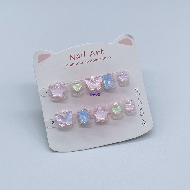 New Cute Handmade Kidsren's Nail Patches for 3 to 10 Years Old, Jelly Glue Manicure, Summer Little Girls Wear Nails New Cute Handmade Kidsren's Nail Patches for 3 to 10 Years Old, Jelly Glue Manicure, Summer Little Girls Wear Nails