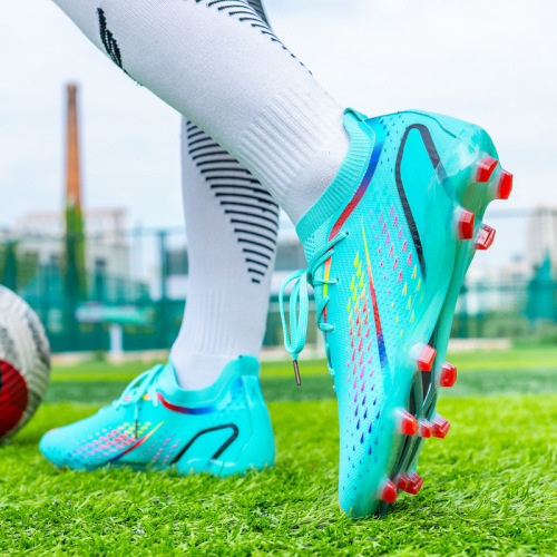 Cross-border Cristiano Ronaldo Messi Flyknit Football Shoes World Cup AG Long Spike Broken Spike Men's Student Competition Training Sports Shoes 