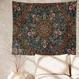 跨境专供 彩色花卉曼德拉印花挂毯 装饰背景布