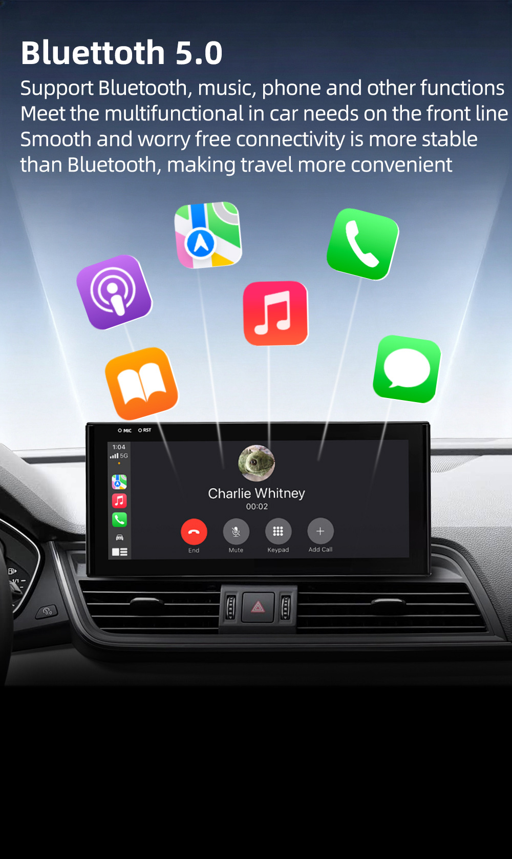 Large screen central control car navigation system compatible with Audi Q5L FY 2018-2021, Android wireless Carplay