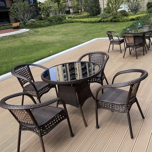 Balcony Tea Table and Chair Combination Pavilion Outdoor Table and Chair Courtyard Balcony Leisure Chair Rattan Chair Three-Piece Set Outdoor Table and Chair