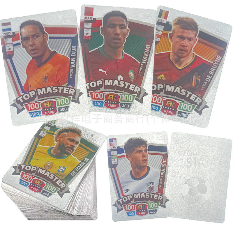Tarjetas transfronterizas Europa League Tarjetas Estrellas de la Copa del Mundo Tarjetas Estrellas Periféricas Tarjetas de fútbol Inglés 55 Tarjetas de lámina de oro