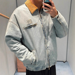 高品原标MIU缪家小红书网红款灯芯绒领做旧牛仔棉服夹克外套男女