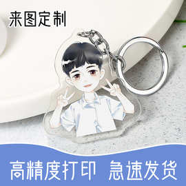 亚克力钥匙扣透明双面DIY卡通动漫情侣明星照片创意挂件制作