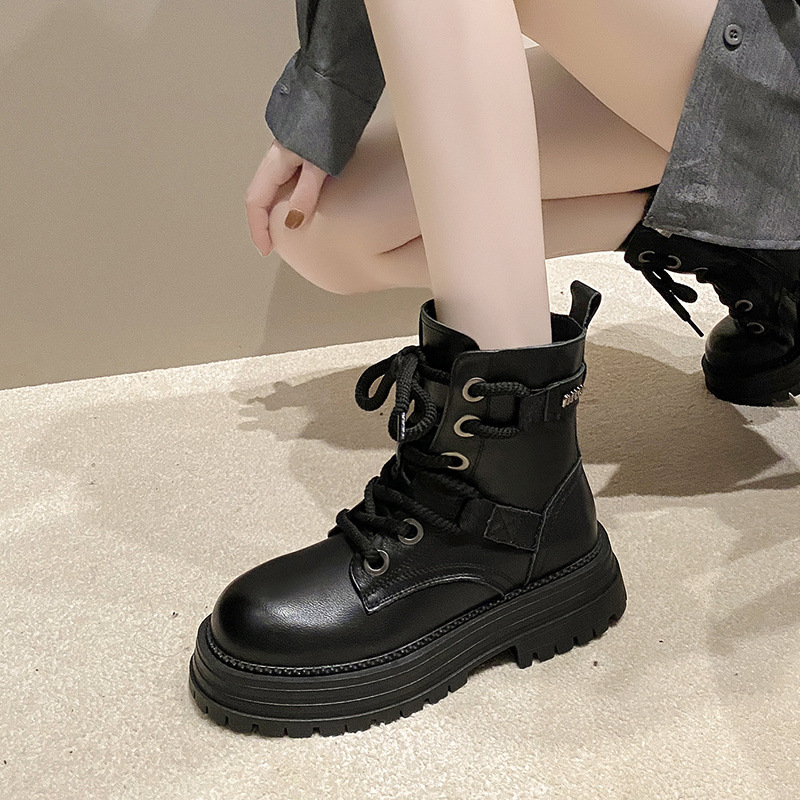 Martin short spring and autumn single bo, 2024 new cotton shoes, winter plush women's true soft leather motorcycle_voghion.com