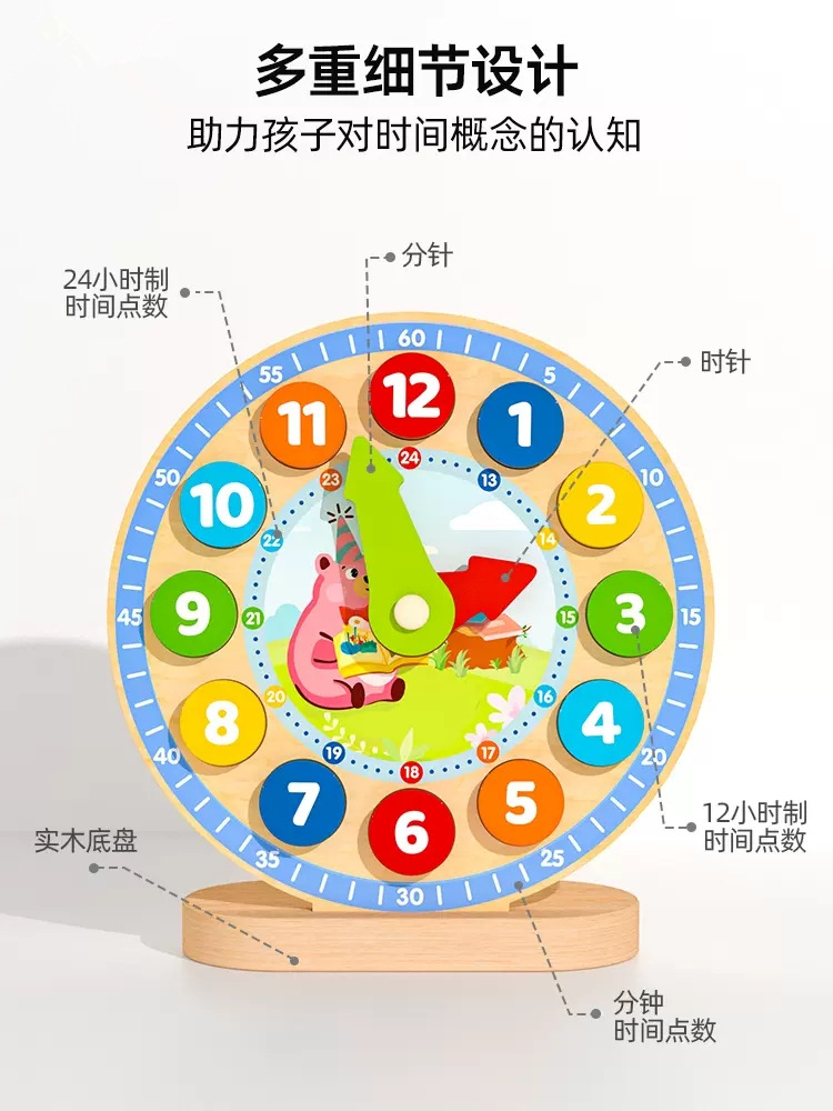 Reloj digital de madera de la escuela primaria estudiantes material didáctico Primer Grado modelo de reloj de tiempo de aprendizaje de los niños juguetes educativos