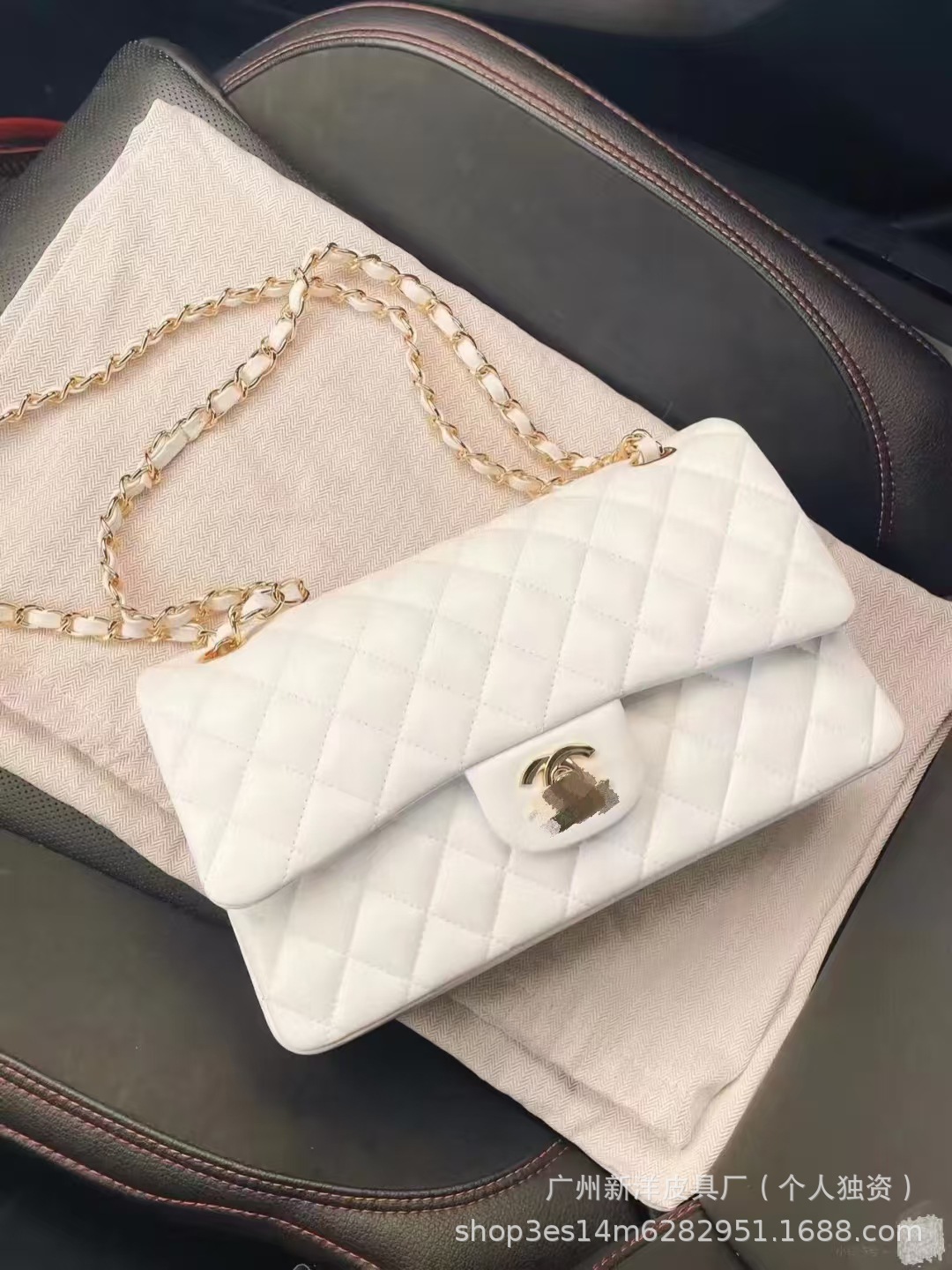 跨境货源高版本真皮女包小香CF腋下单肩小金球斜跨包菱格链条女包