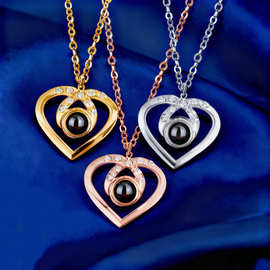 钛钢不掉色高清投影项链 欧美个性定 制图片 时尚爱心吊坠锁骨链