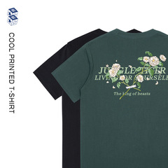 香港風ニッチデザイン純綿Tシャツ、女性らしい夏の通勤用半袖、男性用カジュアルで万能なプリント柄カップルTシャツ