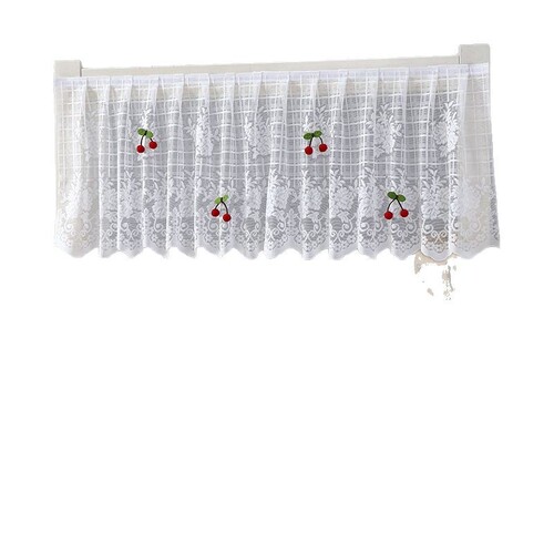 Household lace half curtain covering curtain kitchen cabinet curtain perforation free partition decorative curtain head half curtain velcro curtain curtain