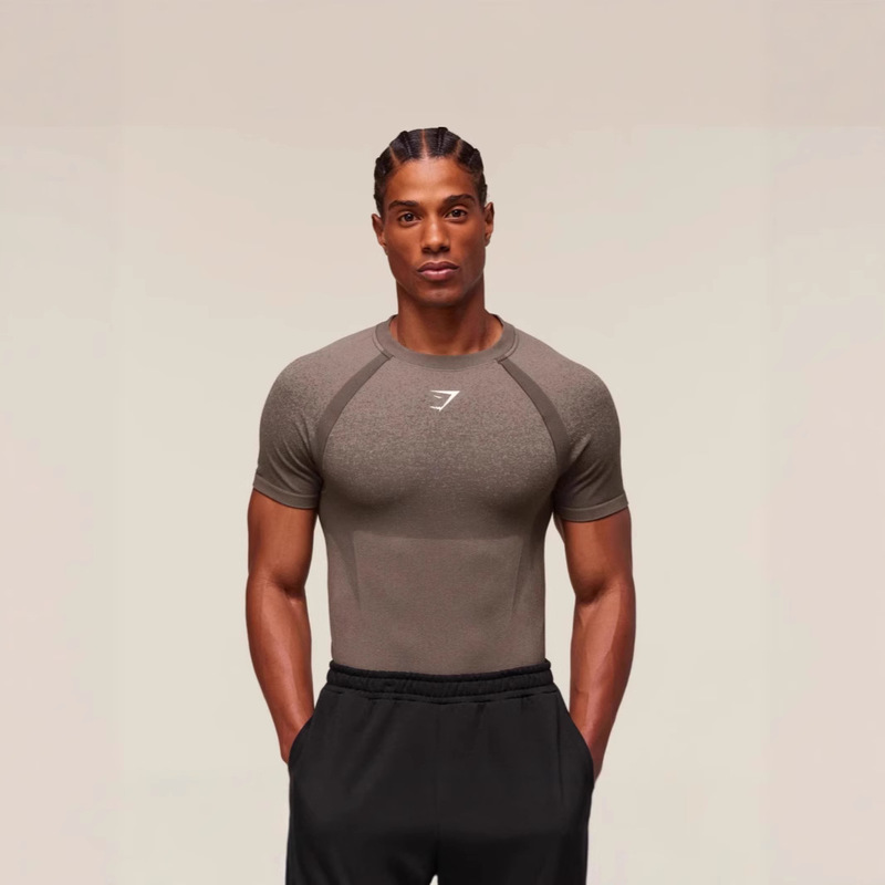 New Running Sports Gymshark Shark Fitness T-Shirt Tops Casual Breathable Tight Short-Sleeved Casual Running