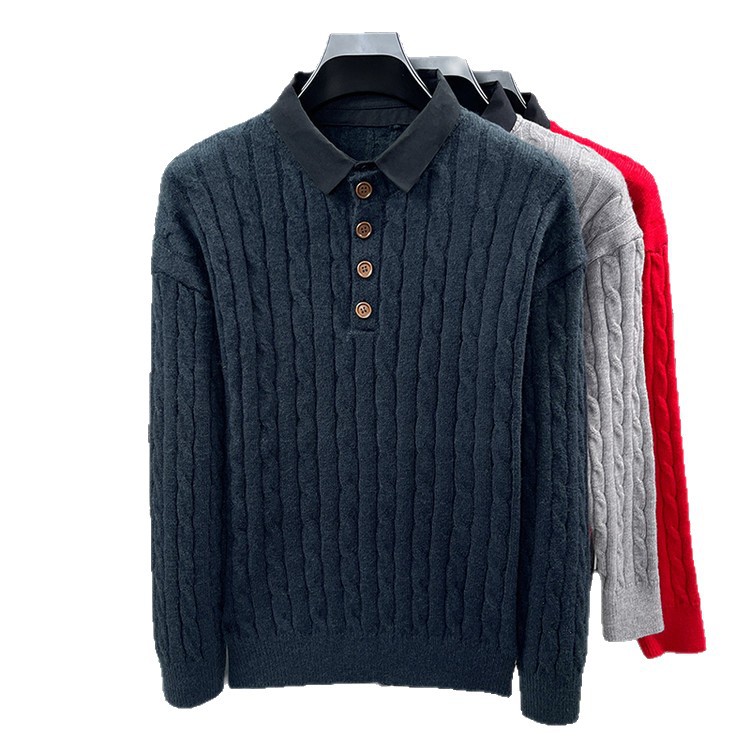 Suéter de hombre de torsión transfronterizo hombre de cuello medio alto delgado overhead casual otoño y invierno nueva moda de ropa de hombre camiseta de punto