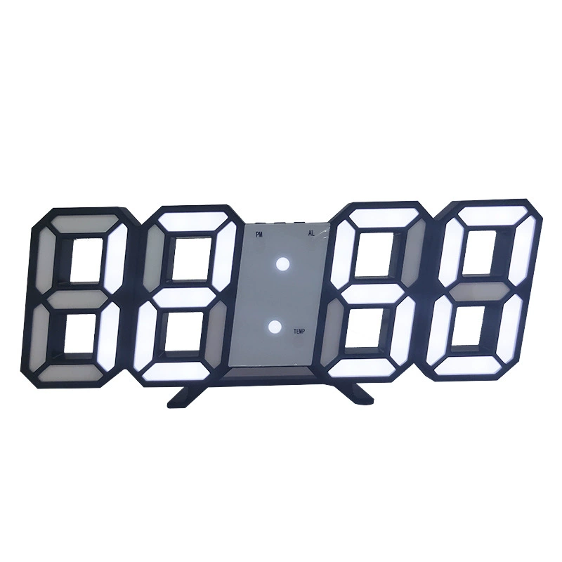 3D LED настенные часы с электронным термометром — питание USB, время, дата, температура, 3 сигнала