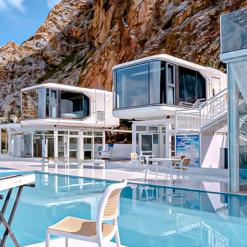 Rongjie cápsula espacial sala móvil tienda de contenedores oficina Apple silo estructura de acero casa prefab house